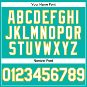 Custom Aqua White-Yellow Authentic Baseball Jersey