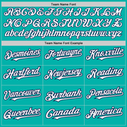 Custom Aqua White-Navy 3 Colors Arm Shapes Authentic Baseball Jersey