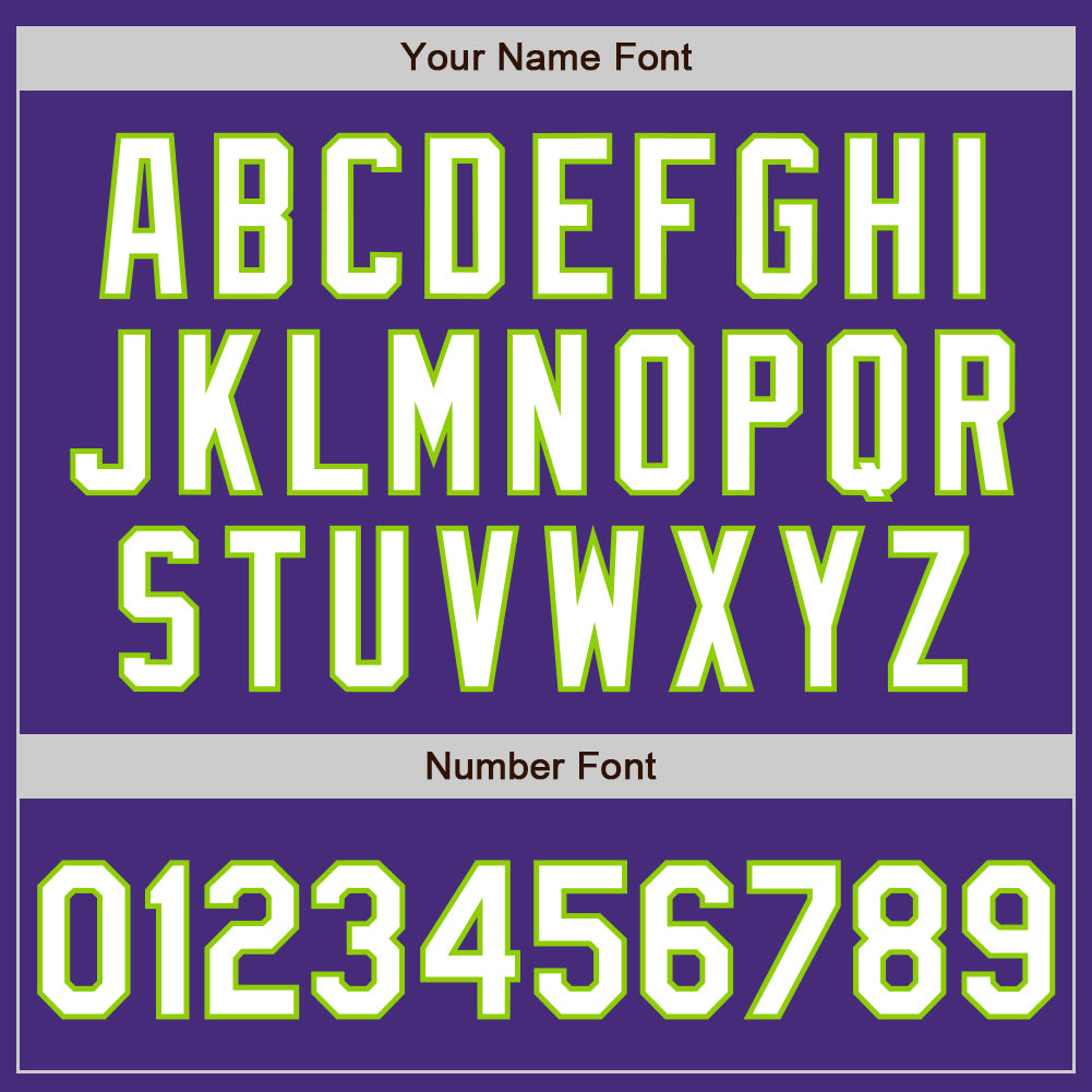 Custom Purple White-Neon Green 3 Colors Arm Shapes Authentic Baseball Jersey