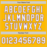 Custom Gold White-Purple 3 Colors Arm Shapes Authentic Baseball Jersey