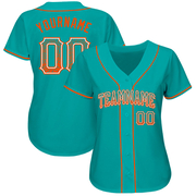Custom Aqua Orange-White Authentic Drift Fashion Baseball Jersey