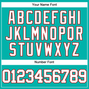 Custom Aqua White-Red Authentic Baseball Jersey