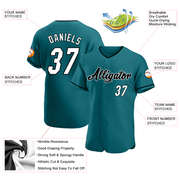 Custom Teal White-Black Authentic Baseball Jersey