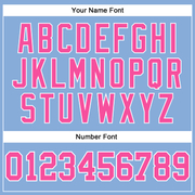 Custom Light Blue Pink-White Long Sleeve Performance T-Shirt