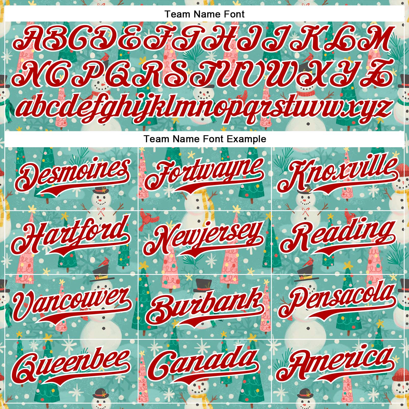 Custom Teal Red-White 3D Emi Bee Merry Snowmen Authentic Baseball Jersey