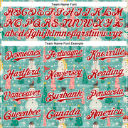 Custom Teal Red-White 3D Emi Bee Merry Snowmen Authentic Baseball Jersey