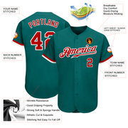 Custom Teal Red-White Authentic Baseball Jersey