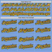 Custom Light Blue Yellow-Black 3 Colors Arm Shapes Authentic Baseball Jersey