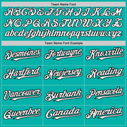 Custom Aqua White-Black 3 Colors Arm Shapes Authentic Baseball Jersey