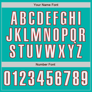 Custom Aqua White-Red Authentic Baseball Jersey