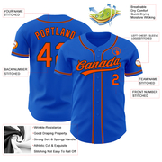Custom Thunder Blue Orange-Black Authentic Baseball Jersey