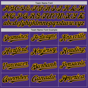 Custom Purple Black-Gold 3 Colors Arm Shapes Authentic Baseball Jersey