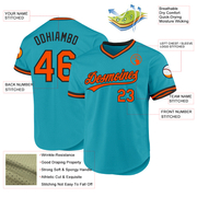 Custom Teal Orange-Black Authentic Throwback Baseball Jersey