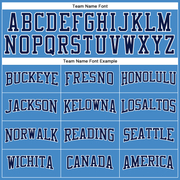 Custom Powder Blue Navy-White Long Sleeve Performance T-Shirt