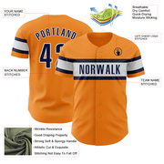Custom Bay Orange Navy-White Authentic Baseball Jersey