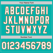 Custom Aqua White-Orange 3 Colors Arm Shapes Authentic Baseball Jersey