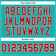 Custom Aqua Red-White Long Sleeve Performance T-Shirt