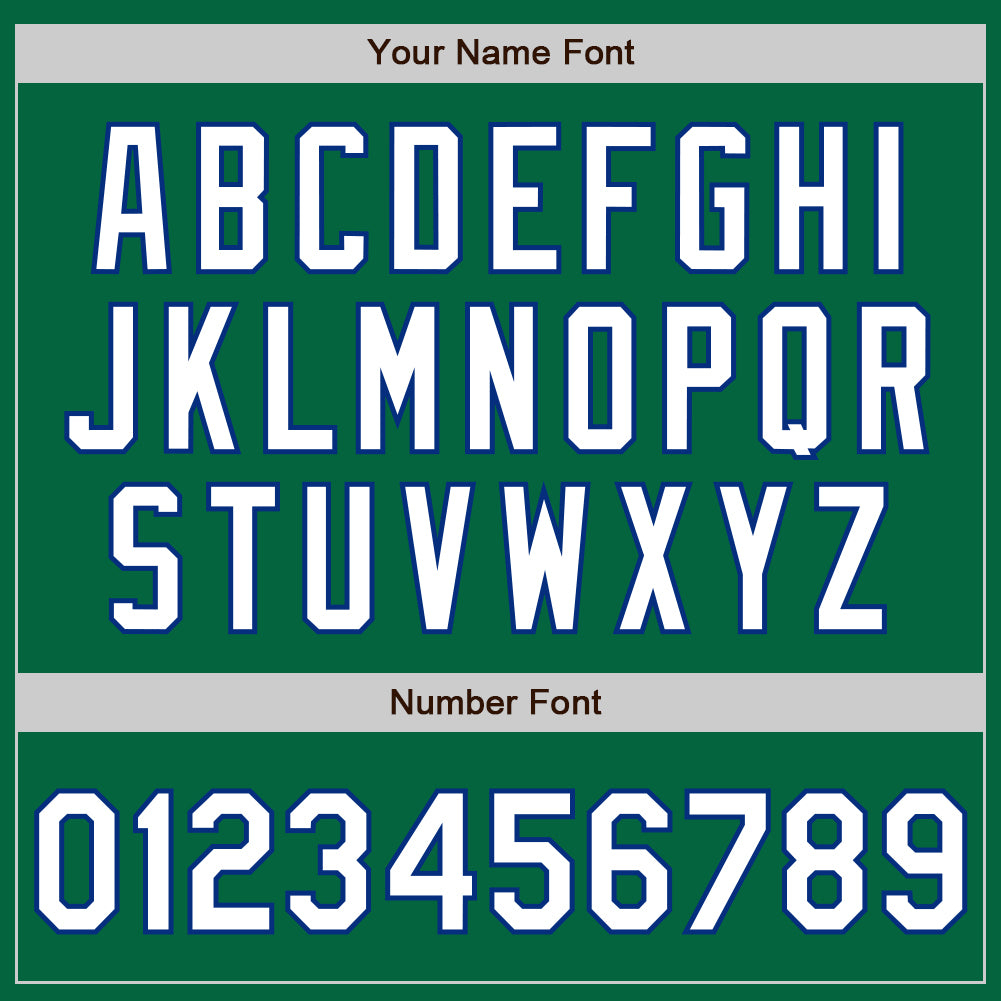 Custom Kelly Green White-Royal 3 Colors Arm Shapes Authentic Baseball Jersey