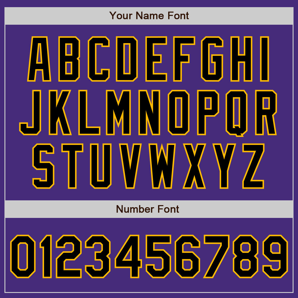 Custom Purple Black-Gold 3 Colors Arm Shapes Authentic Baseball Jersey