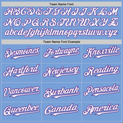 Custom Light Blue White-Purple 3 Colors Arm Shapes Authentic Baseball Jersey