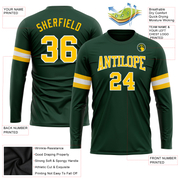 Custom Green Gold-White Long Sleeve Performance T-Shirt