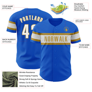 Custom Thunder Blue White-Old Gold Authentic Baseball Jersey
