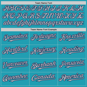 Custom Teal Gray-Navy Mesh Authentic Throwback Baseball Jersey