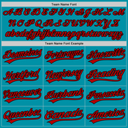 Custom Teal Red-Black Authentic Throwback Baseball Jersey