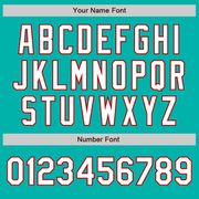 Custom Aqua White-Red 3 Colors Arm Shapes Authentic Baseball Jersey