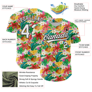 Custom Yellow White-Black 3D Hawaii Tropical Palm Leaves Flower And Fruit Pineapple Authentic Baseball Jersey