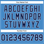 Custom Powder Blue Navy-White Long Sleeve Performance T-Shirt