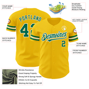 Custom Yellow Kelly Green-White Authentic Baseball Jersey