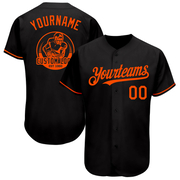 Custom Black Orange Authentic Baseball Jersey