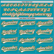 Custom Teal Black-Gold Authentic Throwback Baseball Jersey