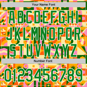 Custom Bay Orange Grass Green-White 3D Ambartive Abstract Geometric Pattern Authentic Baseball Jersey