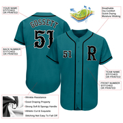 Custom Teal Black-Gray Authentic Baseball Jersey