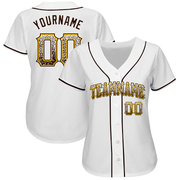 Custom White Brown-Gold Authentic Drift Fashion Baseball Jersey