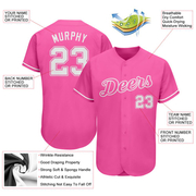 Custom Pink White Authentic Baseball Jersey