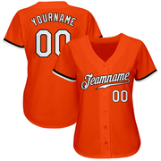 Custom Orange White-Black Authentic Baseball Jersey