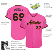 Custom Pink Black-Orange Authentic Baseball Jersey