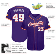 Custom Purple White-Orange Authentic Baseball Jersey