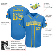 Custom Powder Blue Gold-White Authentic Drift Fashion Baseball Jersey