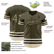 Custom Olive Camo Black-Cream Line Authentic Salute To Service Baseball Jersey