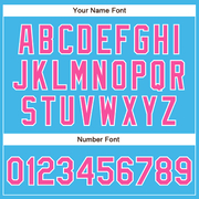 Custom Sky Blue Pink-White Authentic Baseball Jersey