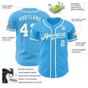 Custom Sky Blue Cream Authentic Baseball Jersey