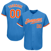 Custom Powder Blue Orange-White Authentic Baseball Jersey