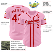 Custom Light Pink Red Authentic Baseball Jersey
