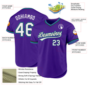 Custom Purple Black-Teal Authentic Throwback Baseball Jersey