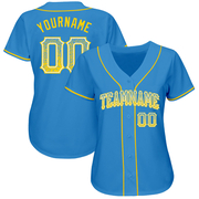 Custom Powder Blue Gold-White Authentic Drift Fashion Baseball Jersey