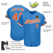 Custom Powder Blue Orange-White Authentic Baseball Jersey